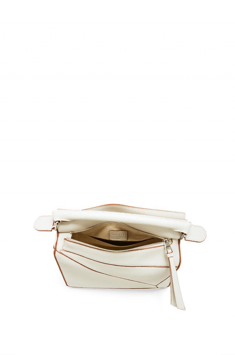 Bolsa De Hombro Loewe Small Puzzle bag in soft grained calfskin Mujer Blancas | 374MNLGBO