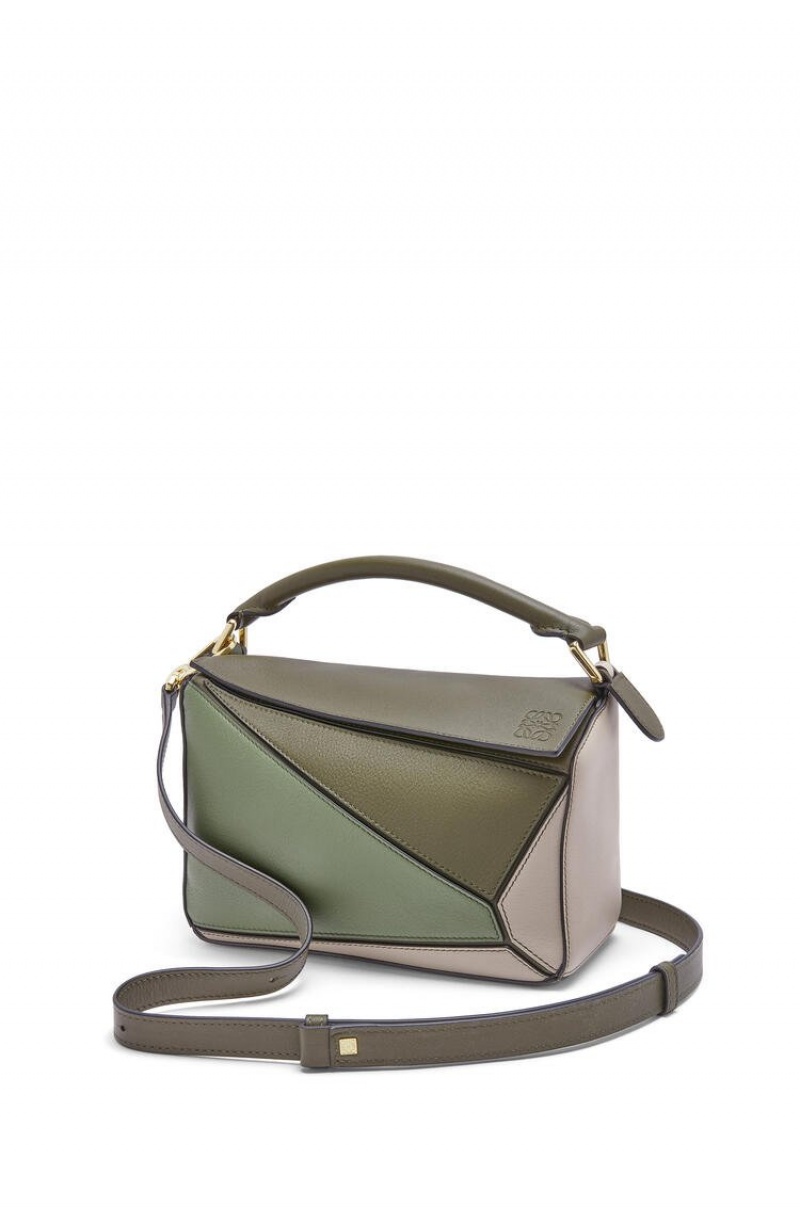 Bolsa De Hombro Loewe Small Puzzle bag in classic calfskin Mujer Verde Verde Menta | 452ICQMJZ