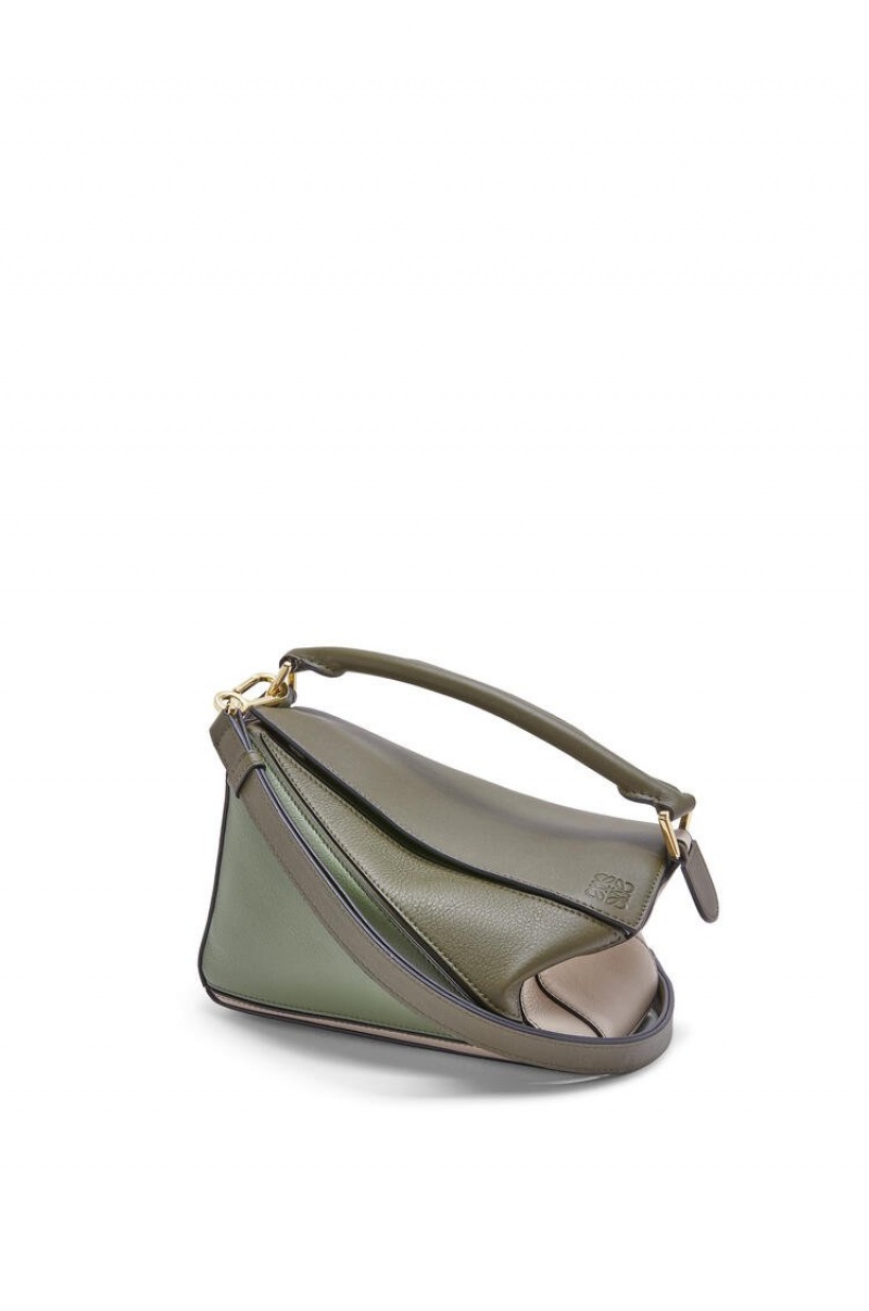 Bolsa De Hombro Loewe Small Puzzle bag in classic calfskin Mujer Verde Verde Menta | 452ICQMJZ