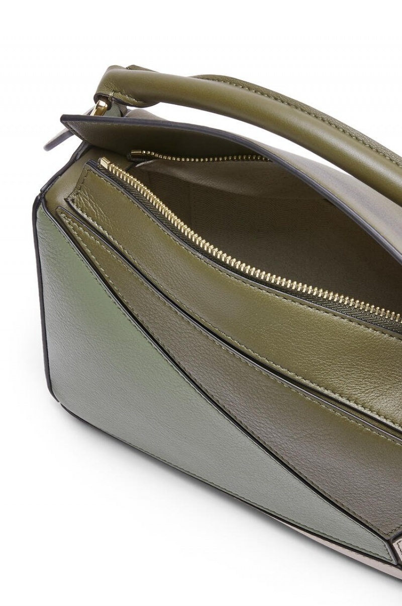 Bolsa De Hombro Loewe Small Puzzle bag in classic calfskin Mujer Verde Verde Menta | 452ICQMJZ