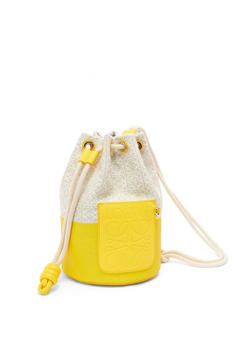 Bolsa De Hombro Loewe Small Sailor bag in coated jacquard and calfskin Mujer Limón | 918YZMNEI