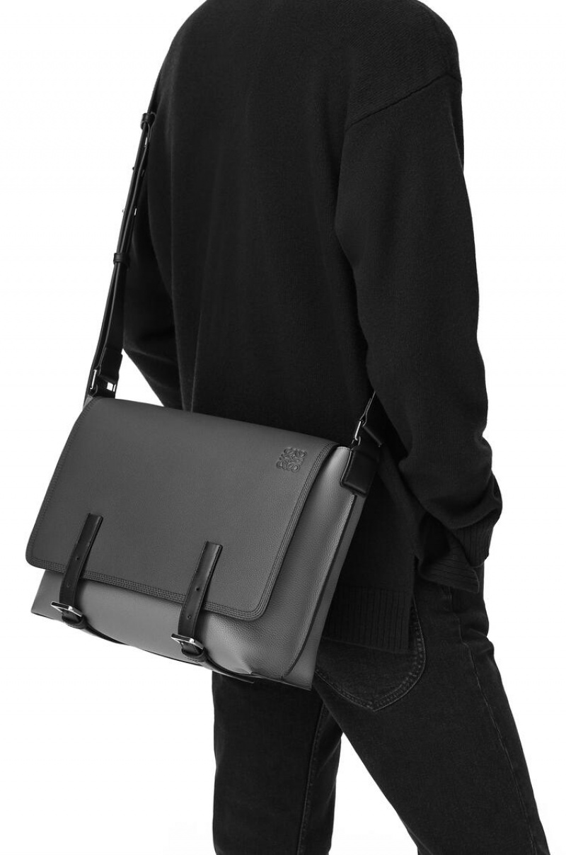 Bolsa De Mensajero Loewe Military Messenger Bag in soft grained calfskin Hombre Negras | 508GPMUFH