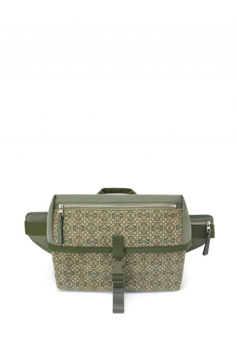 Bolsa De Mensajero Loewe Postman Messenger in Anagram jacquard and canvas Hombre Kaki Verde | 683UHVYCO