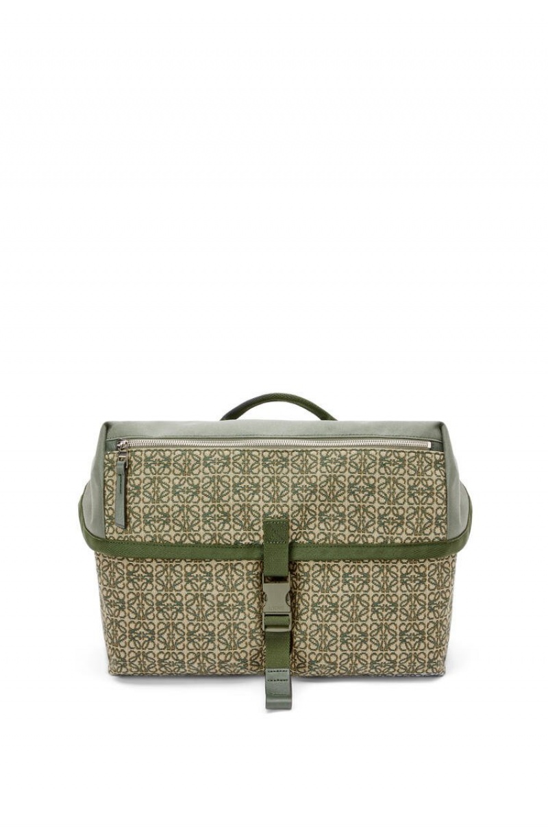 Bolsa De Mensajero Loewe Postman Messenger in Anagram jacquard and canvas Hombre Kaki Verde | 683UHVYCO