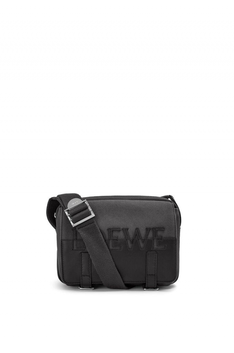 Bolsa De Mensajero Loewe Signature XS Military messenger bag in canvas and classic calfskin Hombre Negras | 907HZUNPV