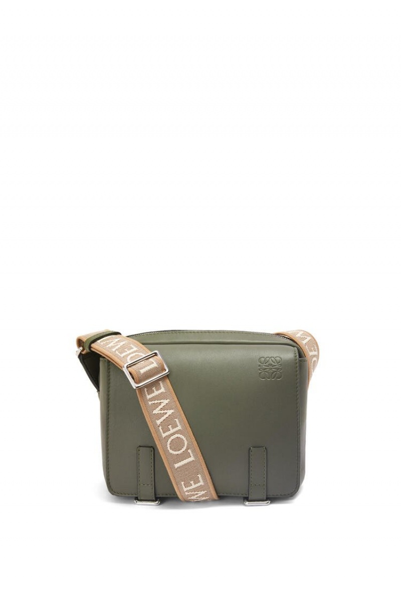 Bolsa De Mensajero Loewe XS Military messenger bag in supple smooth calfskin and jacquard Hombre Kaki Verde | 875DNPBUW