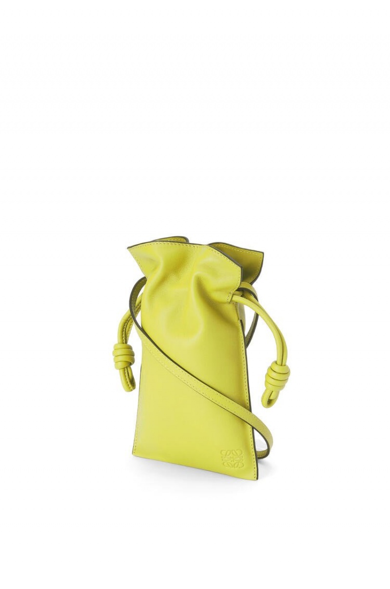 Bolsas Hombro Loewe Flamenco Pocket in nappa calfskin Mujer Amarillo | 934GUYCSE