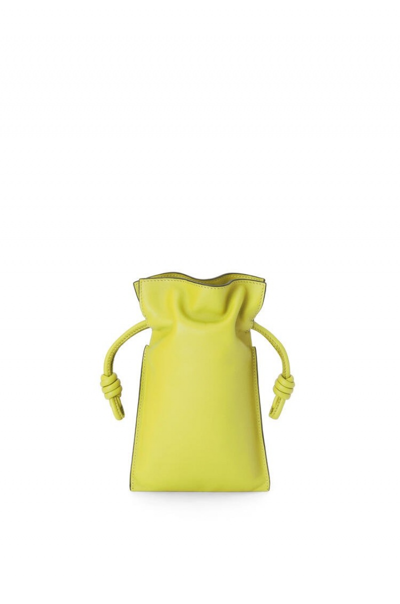 Bolsas Hombro Loewe Flamenco Pocket in nappa calfskin Mujer Amarillo | 934GUYCSE