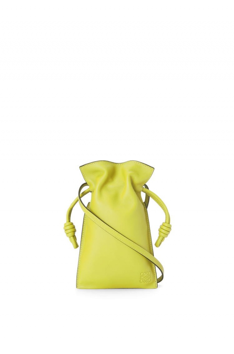 Bolsas Hombro Loewe Flamenco Pocket in nappa calfskin Mujer Amarillo | 934GUYCSE