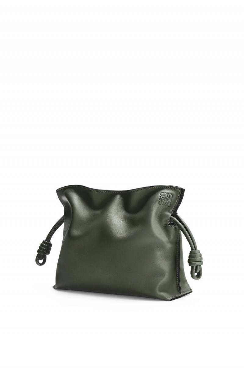 Bolsas Hombro Loewe Mini Flamenco clutch in nappa calfskin Mujer Kaki | 418YBNDXZ