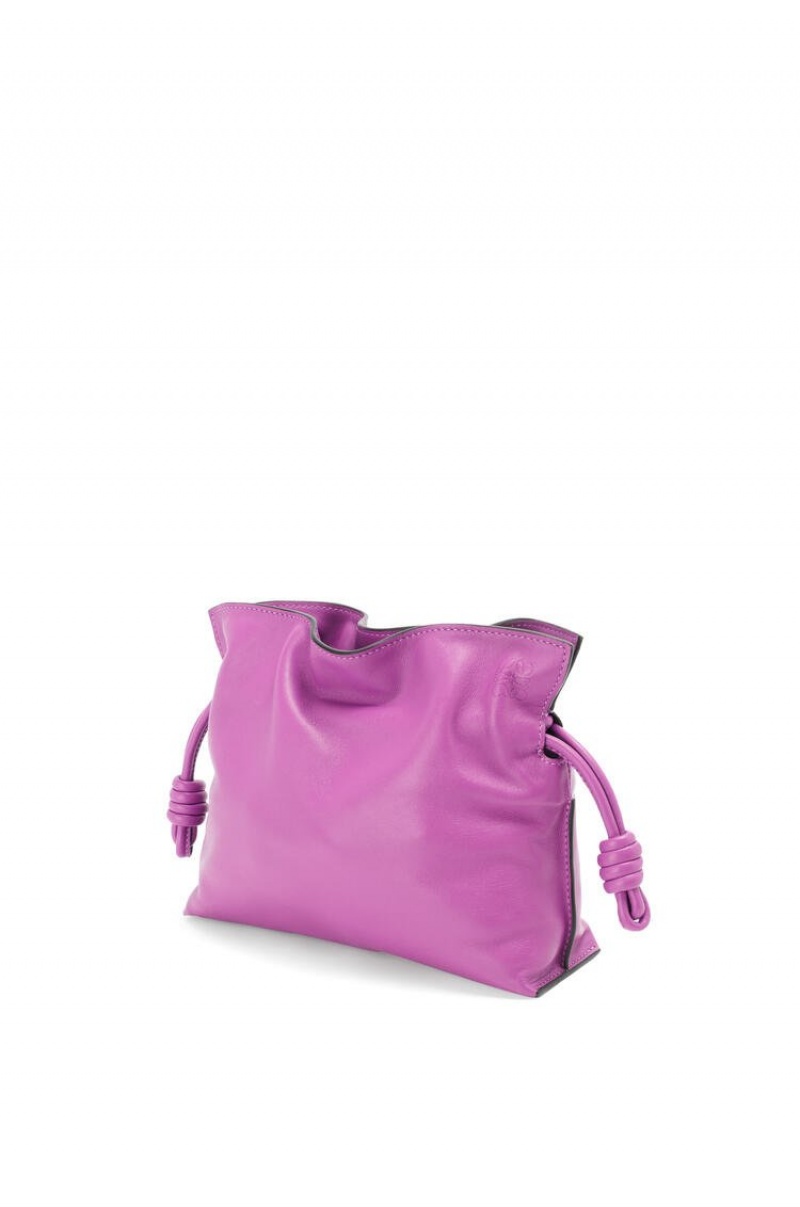 Bolsas Hombro Loewe Mini Flamenco clutch in nappa calfskin Mujer Moradas | 476FBSWAN