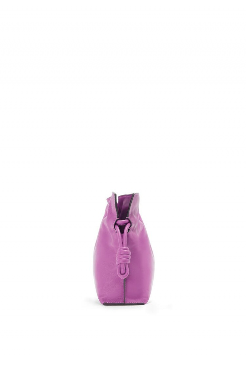 Bolsas Hombro Loewe Mini Flamenco clutch in nappa calfskin Mujer Moradas | 476FBSWAN