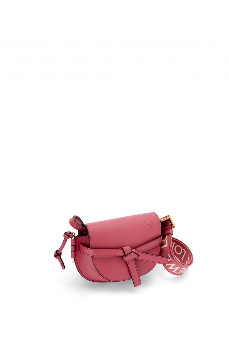 Bolsas Hombro Loewe Mini Gate Dual bag in soft calfskin and jacquard Mujer Plumrose | 084NHMPAR