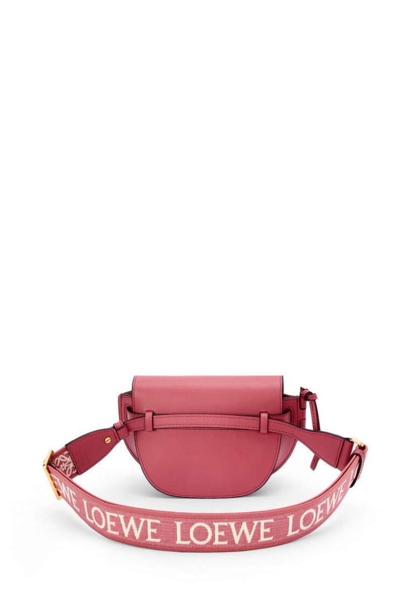 Bolsas Hombro Loewe Mini Gate Dual bag in soft calfskin and jacquard Mujer Plumrose | 084NHMPAR