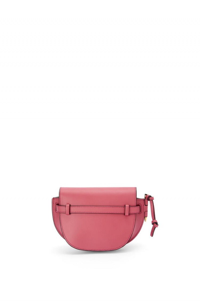 Bolsas Hombro Loewe Mini Gate Dual bag in soft calfskin and jacquard Mujer Plumrose | 084NHMPAR