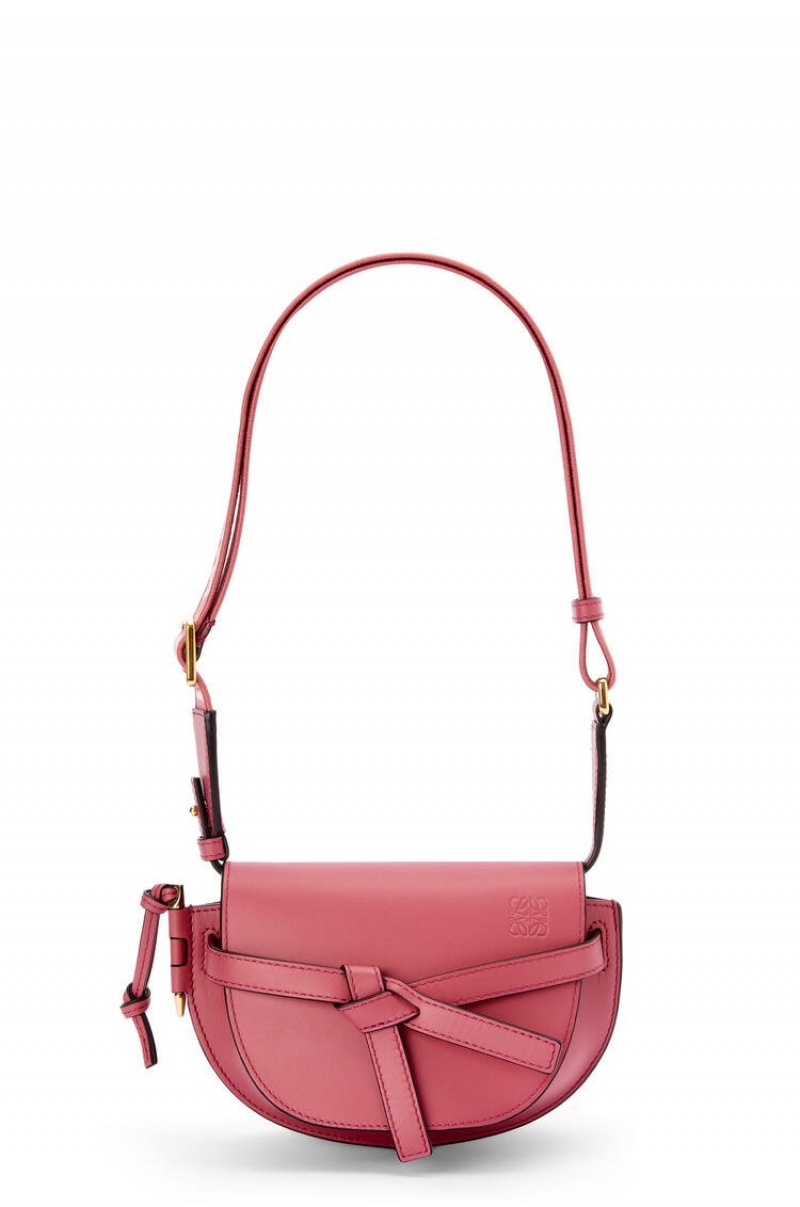 Bolsas Hombro Loewe Mini Gate Dual bag in soft calfskin and jacquard Mujer Plumrose | 084NHMPAR