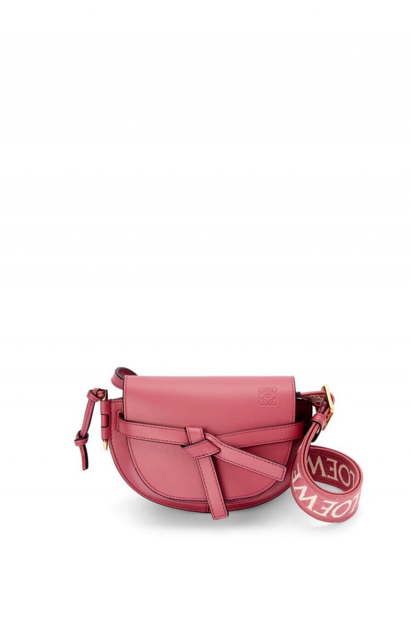 Bolsas Hombro Loewe Mini Gate Dual bag in soft calfskin and jacquard Mujer Plumrose | 084NHMPAR