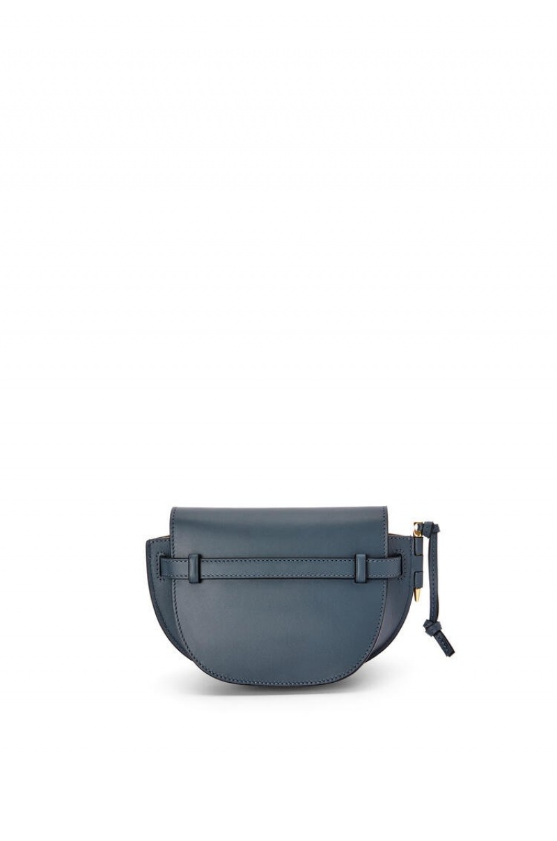 Bolsas Hombro Loewe Mini Gate Dual bag in soft calfskin and jacquard Mujer Azules | 895VHCSYX