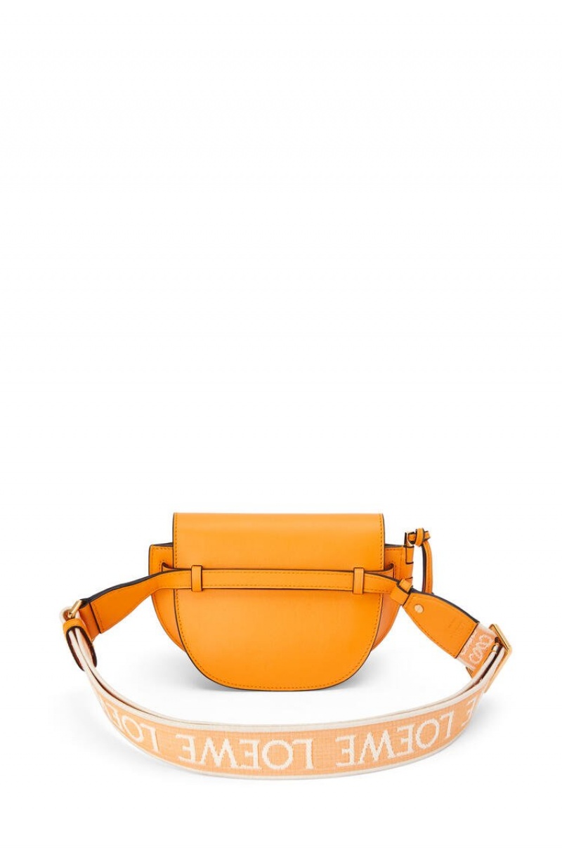 Bolsas Hombro Loewe Mini Gate Dual bag in soft calfskin and jacquard Mujer Mandarin | 157ULBNKY