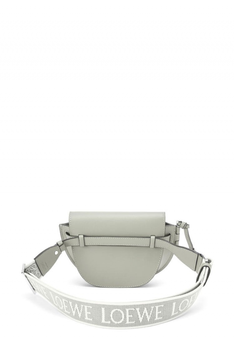 Bolsas Hombro Loewe Mini Gate Dual bag in soft calfskin and jacquard Mujer Gris | 342FYKXHG