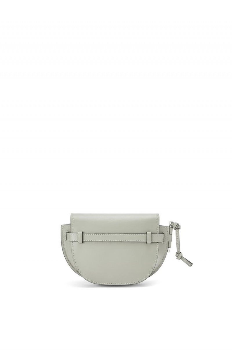 Bolsas Hombro Loewe Mini Gate Dual bag in soft calfskin and jacquard Mujer Gris | 342FYKXHG