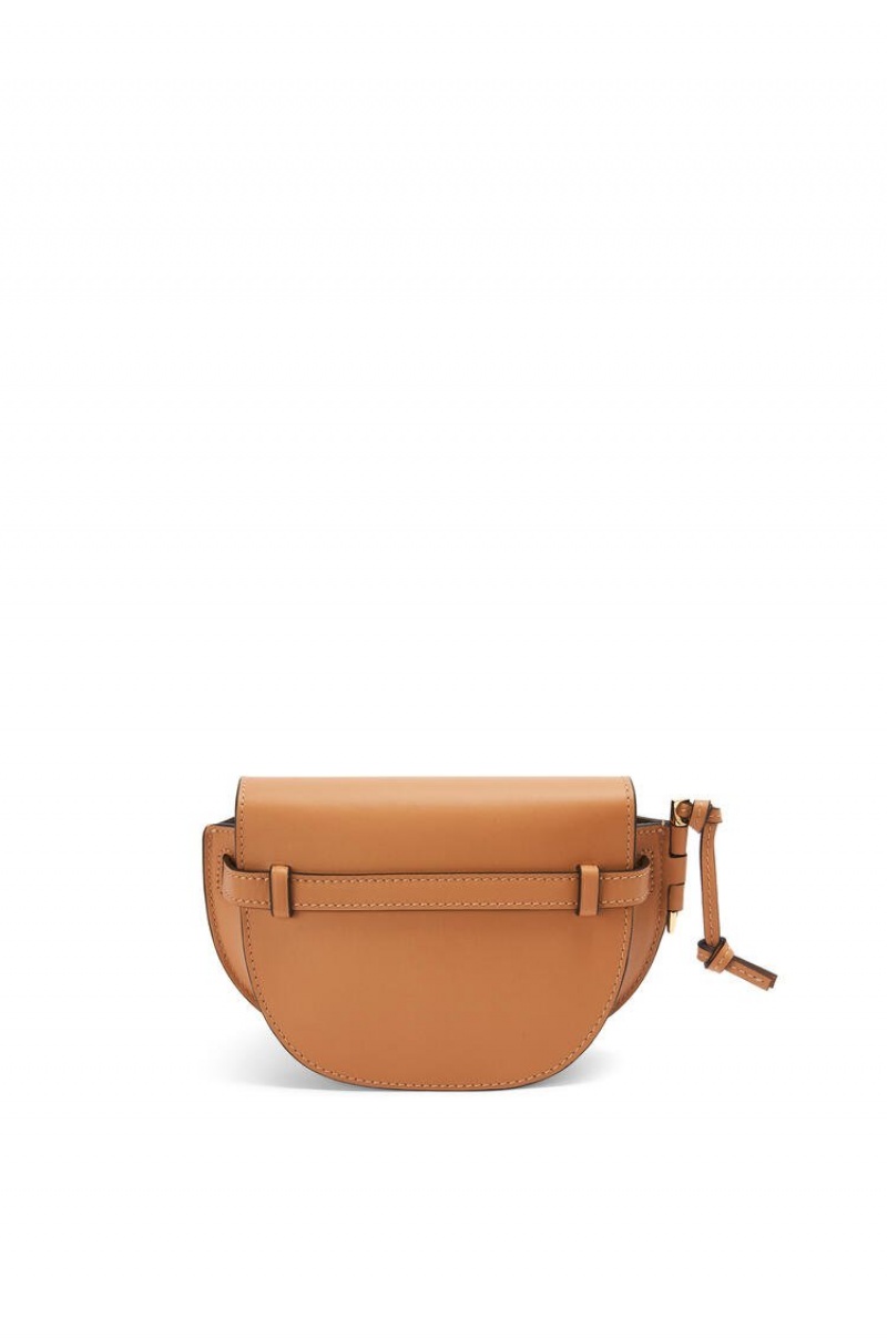 Bolsas Hombro Loewe Mini Gate Dual bag in soft calfskin and jacquard Mujer Warm Desert | 215KMWXTA