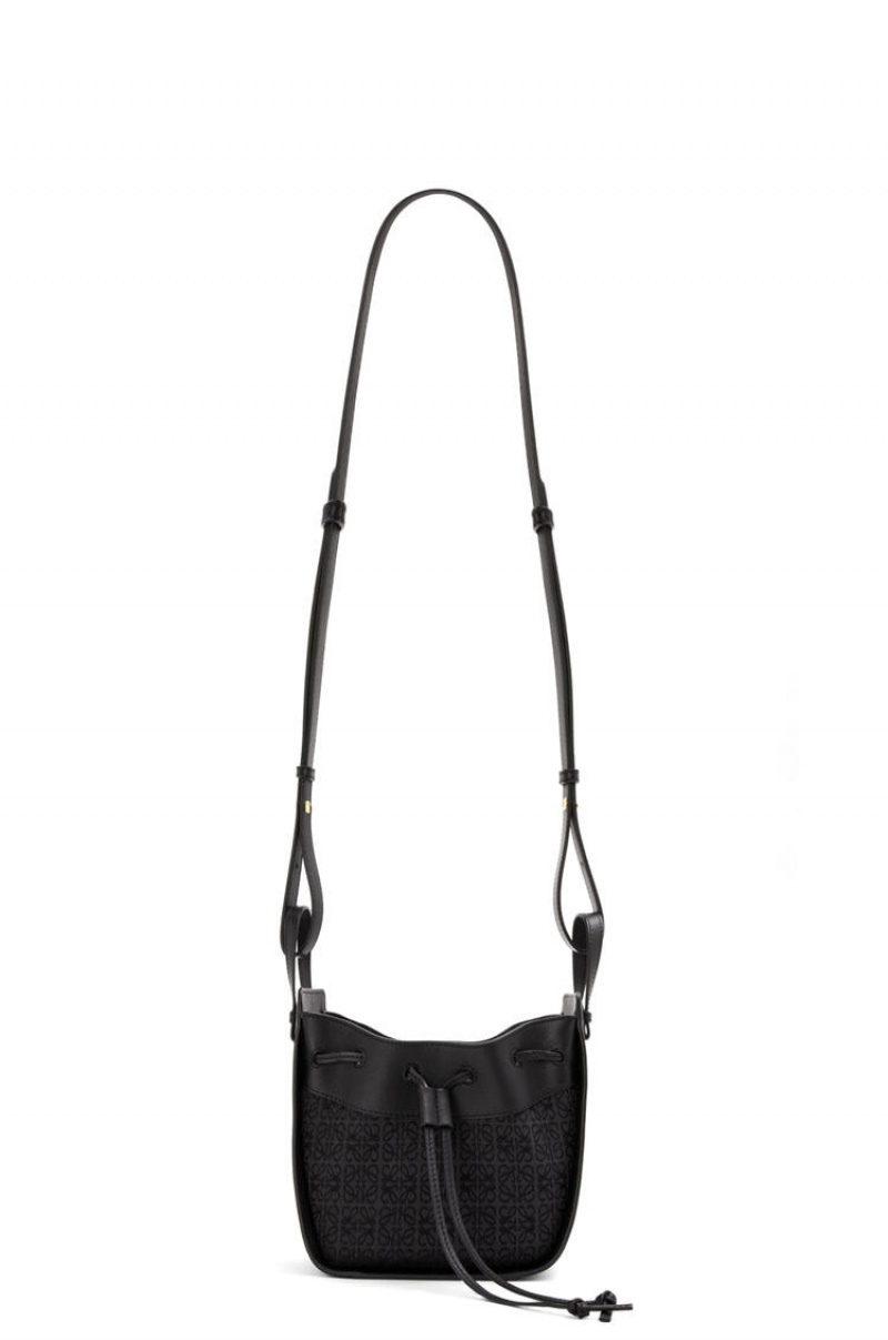 Bolsas Hombro Loewe Mini Hammock drawstring bag in Anagram jacquard and calfskin Mujer Negras | 107WNREBK