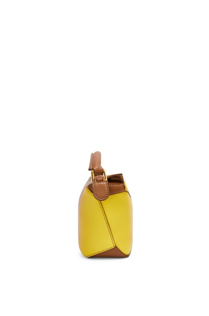 Bolsas Hombro Loewe Mini Puzzle Edge bag in degrade nappa calfskin Mujer Limón | 764QEXKNS