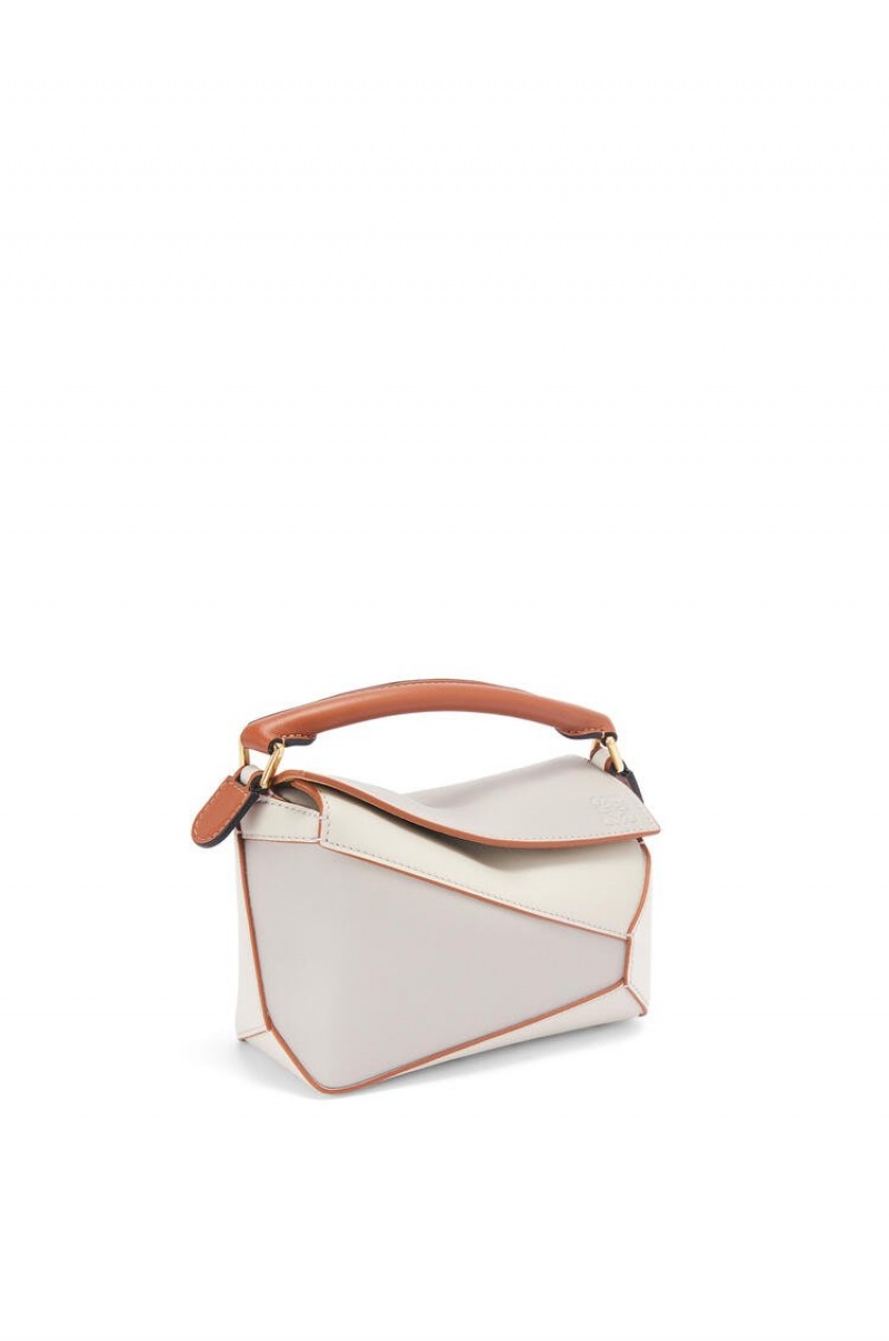 Bolsas Hombro Loewe Mini Puzzle Edge in nappa calfskin Mujer Blancas | 451GJVYMO