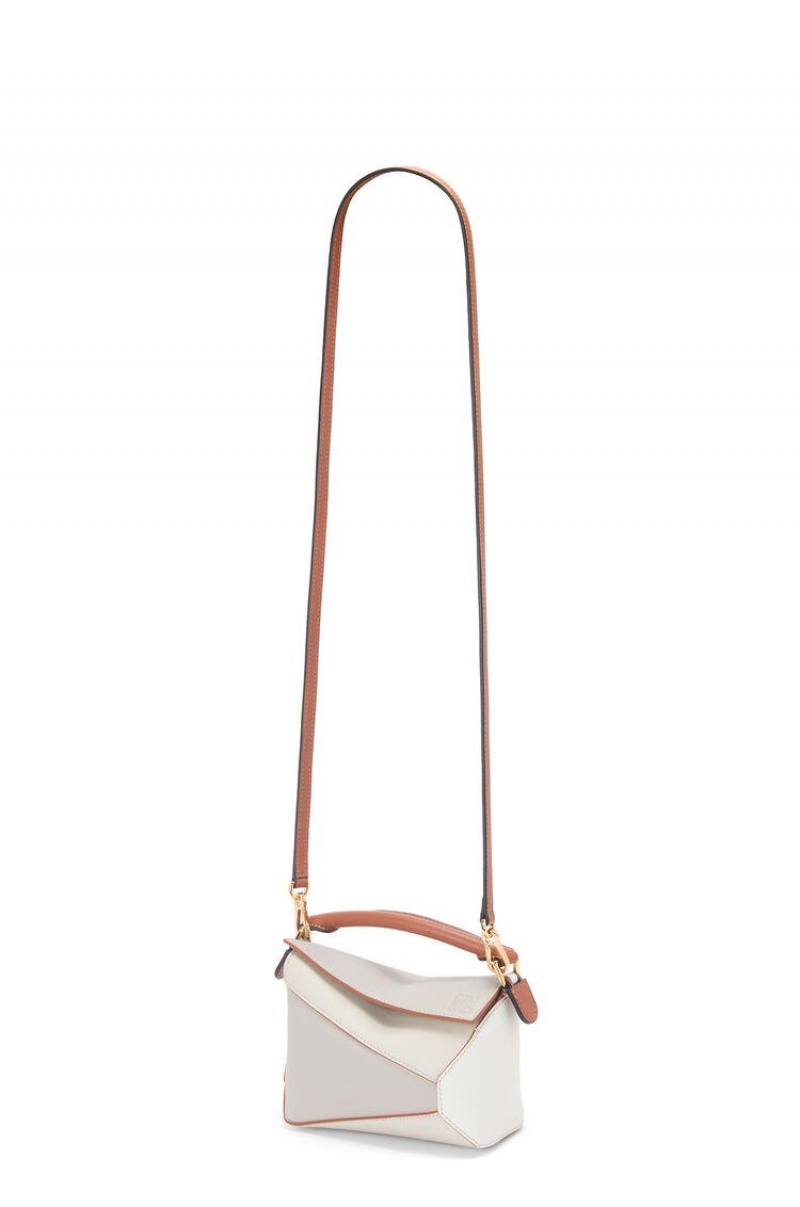 Bolsas Hombro Loewe Mini Puzzle Edge in nappa calfskin Mujer Blancas | 451GJVYMO