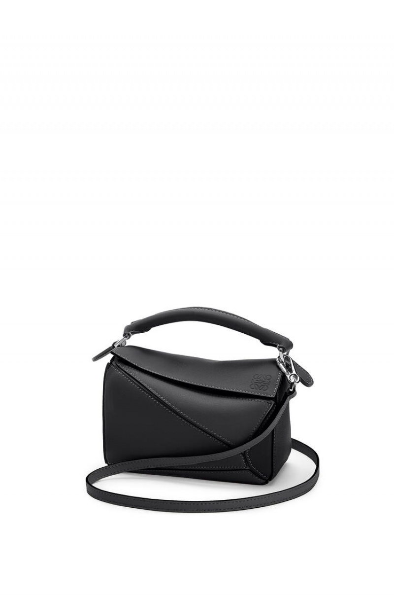 Bolsas Hombro Loewe Mini Puzzle bag in classic calfskin Mujer Negras | 574VMQOPX