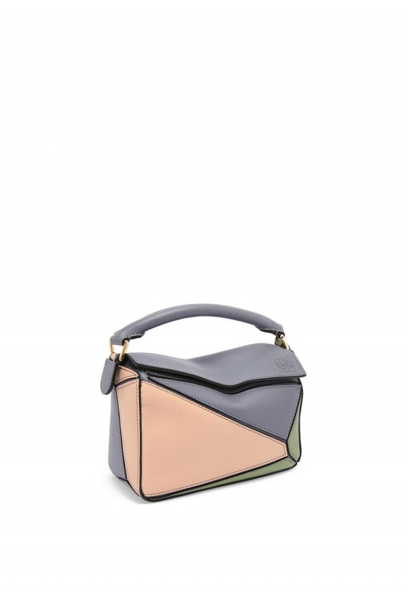 Bolsas Hombro Loewe Mini Puzzle bag in classic calfskin Mujer Gris | 671IDJMGC