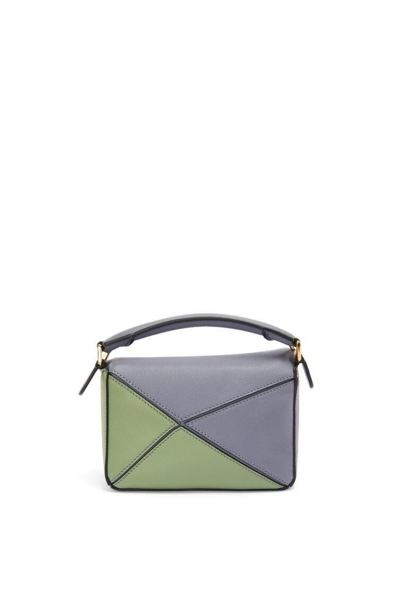 Bolsas Hombro Loewe Mini Puzzle bag in classic calfskin Mujer Gris | 671IDJMGC