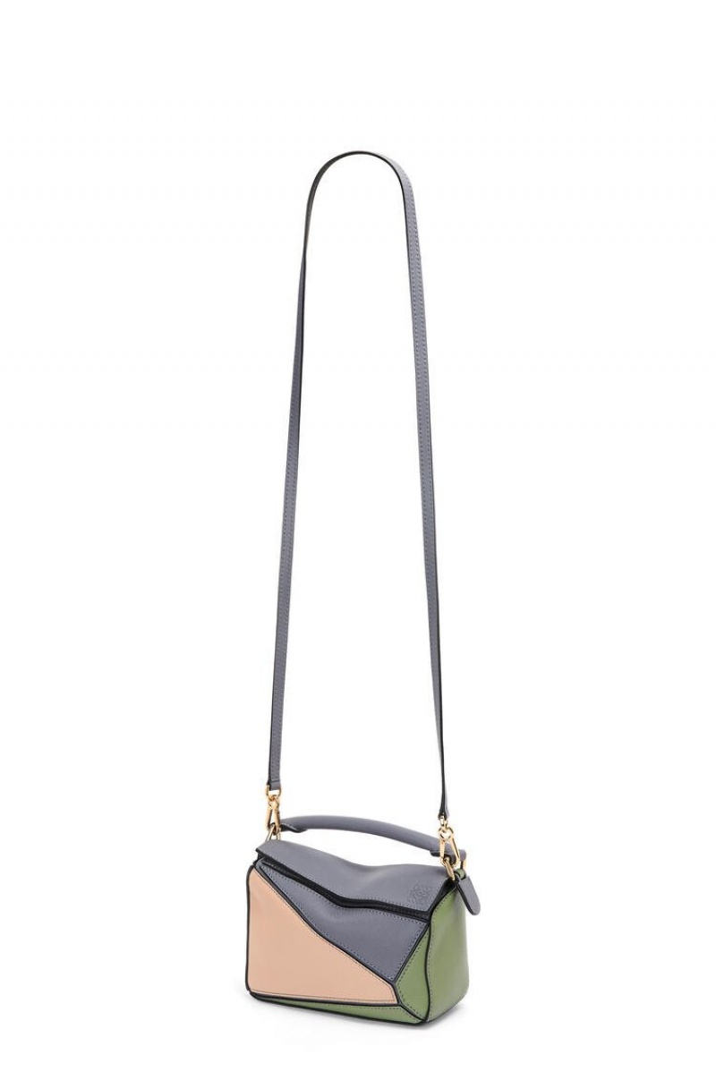 Bolsas Hombro Loewe Mini Puzzle bag in classic calfskin Mujer Gris | 671IDJMGC