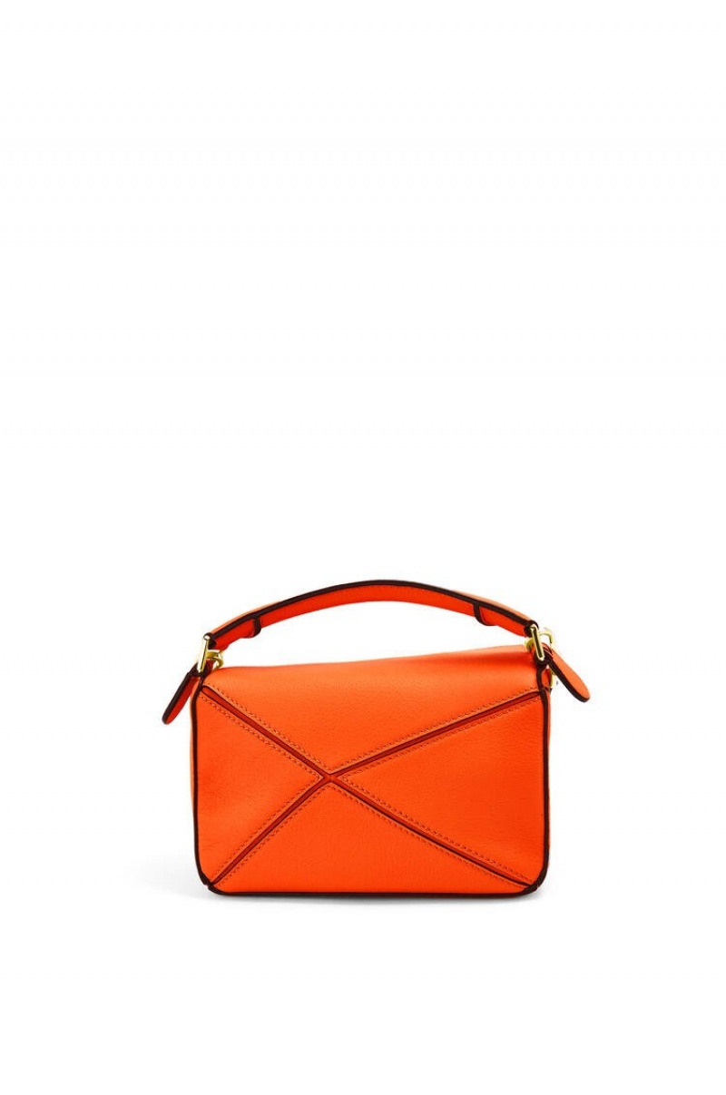 Bolsas Hombro Loewe Mini Puzzle bag in classic calfskin Mujer Naranjas | 783ZRBSVX