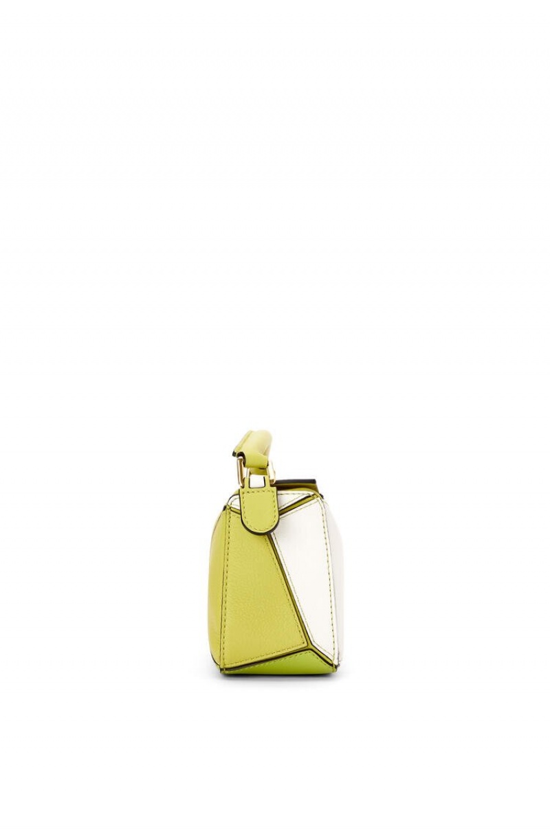 Bolsas Hombro Loewe Mini Puzzle bag in classic calfskin Mujer Amarillo Blancas | 134ZALPUN