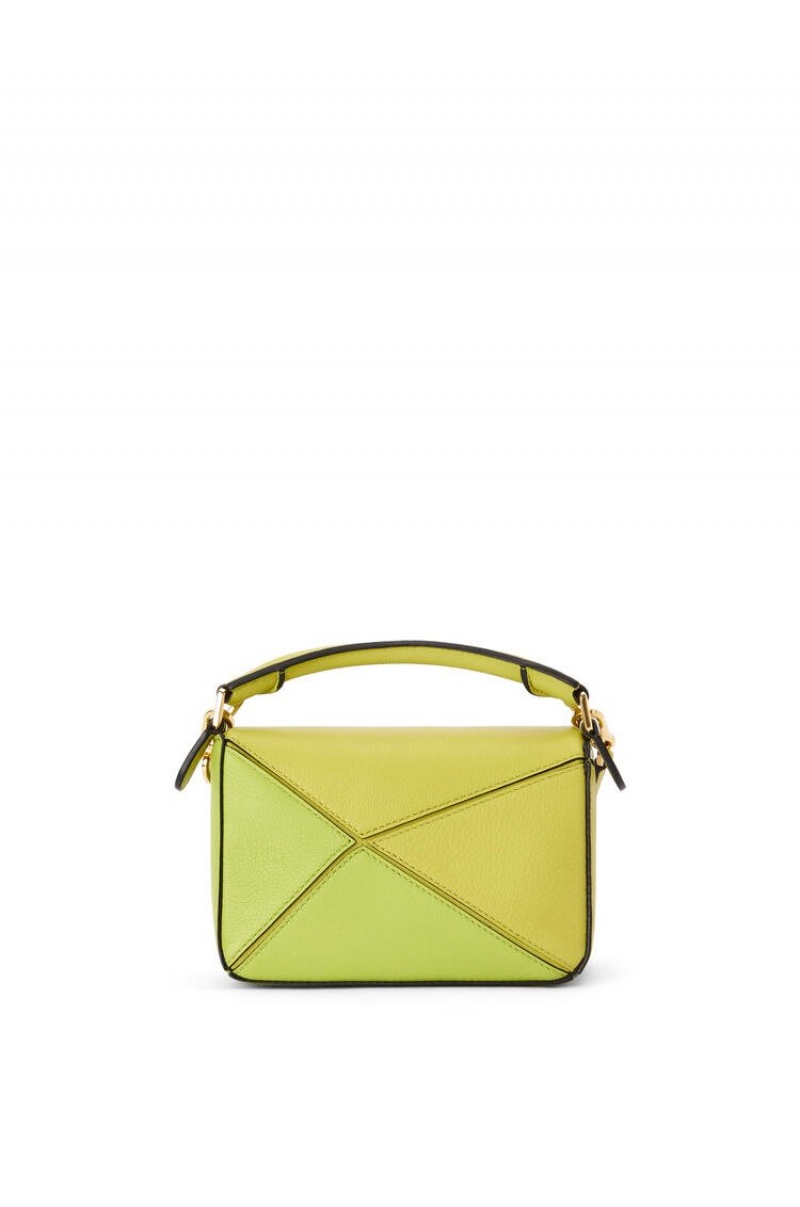 Bolsas Hombro Loewe Mini Puzzle bag in classic calfskin Mujer Amarillo Blancas | 134ZALPUN