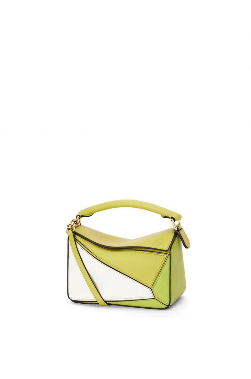 Bolsas Hombro Loewe Mini Puzzle bag in classic calfskin Mujer Amarillo Blancas | 134ZALPUN