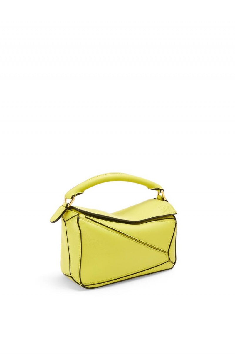 Bolsas Hombro Loewe Mini Puzzle bag in classic calfskin Mujer Amarillo | 487ONXUBJ