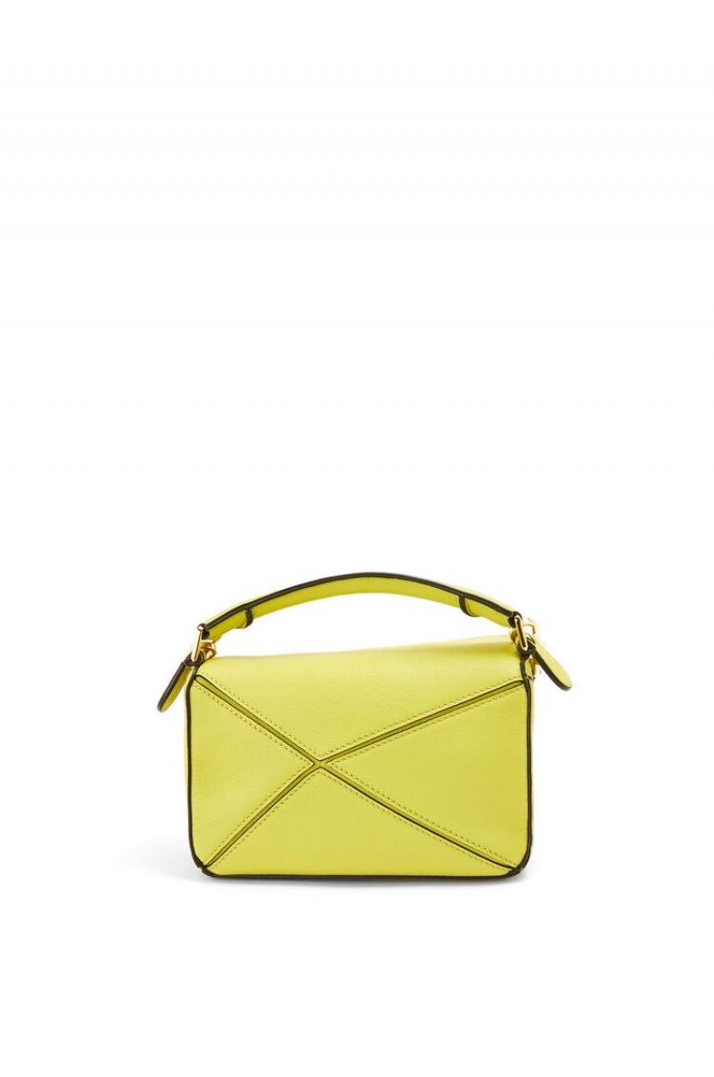 Bolsas Hombro Loewe Mini Puzzle bag in classic calfskin Mujer Amarillo | 487ONXUBJ