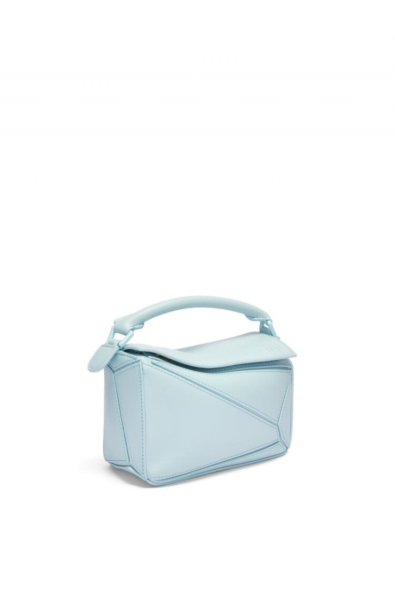 Bolsas Hombro Loewe Mini Puzzle bag in satin calfskin Mujer Aquamarine | 612VUERCG