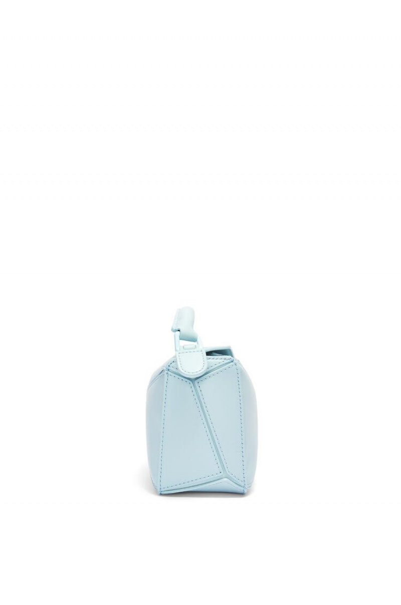 Bolsas Hombro Loewe Mini Puzzle bag in satin calfskin Mujer Aquamarine | 612VUERCG