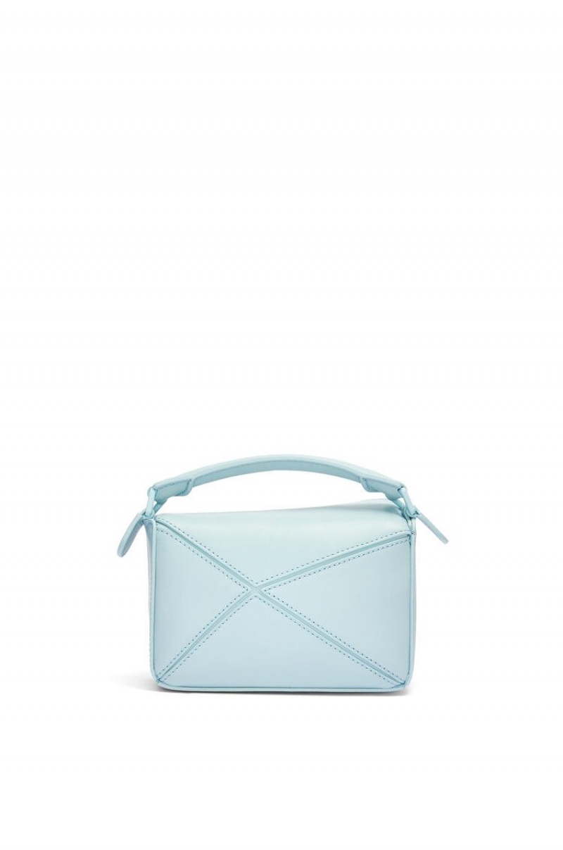 Bolsas Hombro Loewe Mini Puzzle bag in satin calfskin Mujer Aquamarine | 612VUERCG