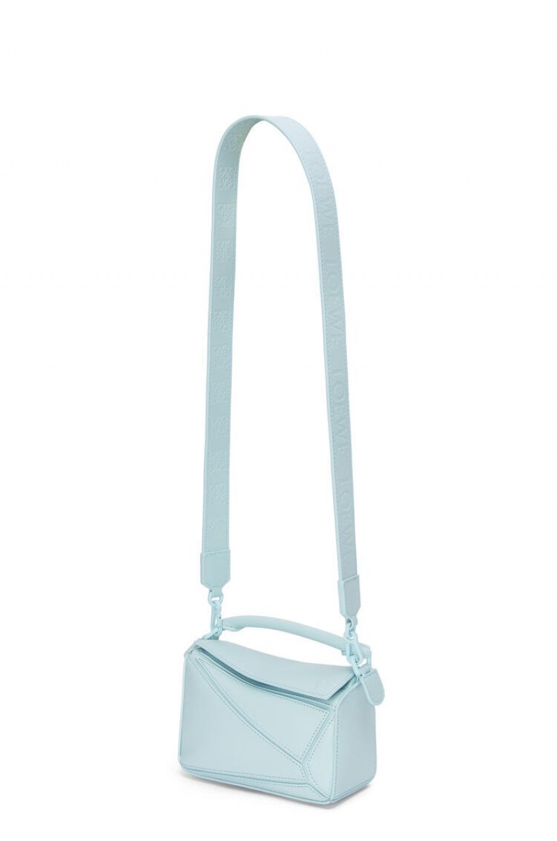 Bolsas Hombro Loewe Mini Puzzle bag in satin calfskin Mujer Aquamarine | 612VUERCG