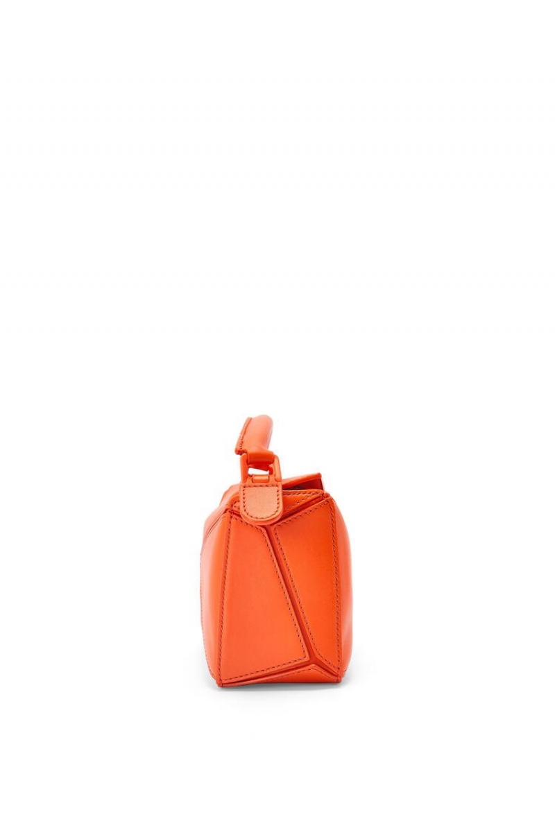 Bolsas Hombro Loewe Mini Puzzle bag in satin calfskin Mujer Naranjas | 583KJXBAF