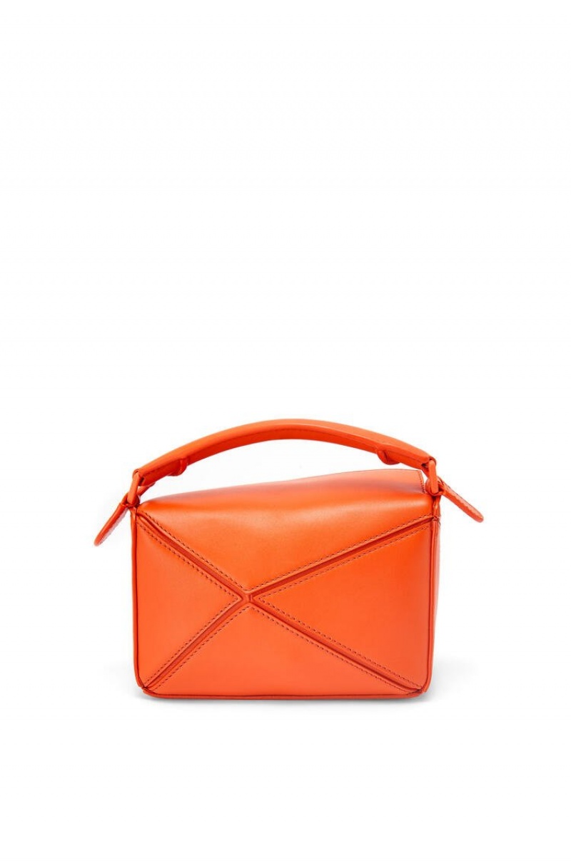 Bolsas Hombro Loewe Mini Puzzle bag in satin calfskin Mujer Naranjas | 583KJXBAF