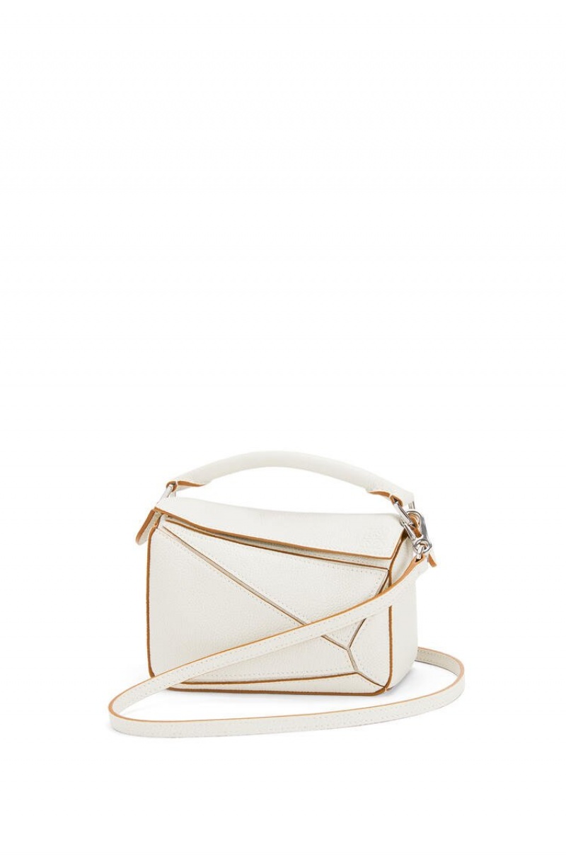 Bolsas Hombro Loewe Mini Puzzle bag in soft grained calfskin Mujer Blancas | 869TZIHXQ