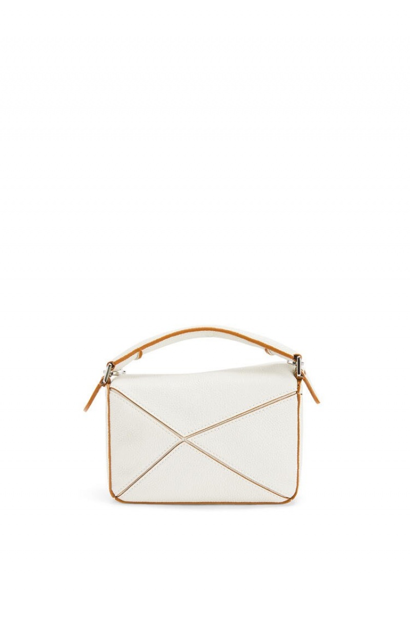 Bolsas Hombro Loewe Mini Puzzle bag in soft grained calfskin Mujer Blancas | 869TZIHXQ