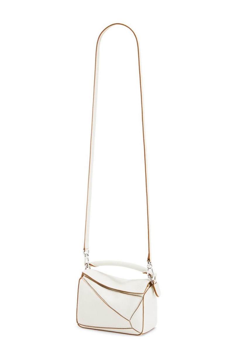 Bolsas Hombro Loewe Mini Puzzle bag in soft grained calfskin Mujer Blancas | 869TZIHXQ