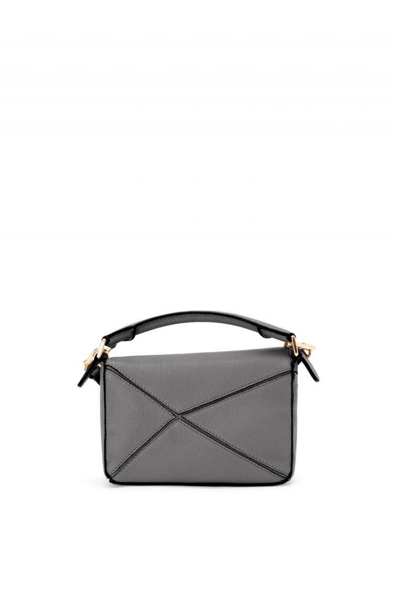 Bolsas Hombro Loewe Mini Puzzle bag in soft grained calfskin Mujer Gris | 018IEWDNA